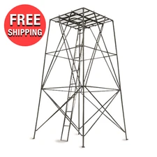 10 Feet Large Powder-Coated Sturdy Steel Tall Tree Stand Hunting Blind Platform