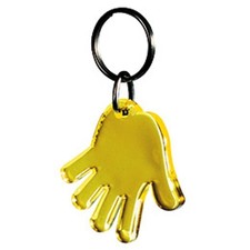 Gadget portachiavi a forma di mano x estetista associazione GIALLO TRASPARENTE