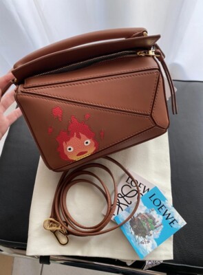 Ghibli x Loewe Howl's Moving Castle Mini Calcifer Puzzle Bag Camel Calfskin