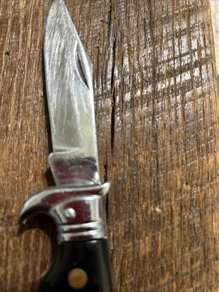 Cuchillo plegable japonés ShoGun vintage de acero inoxidable Foto 3 de 4