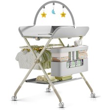 Portable Baby Changing Table with Wheels  Adjustable Height