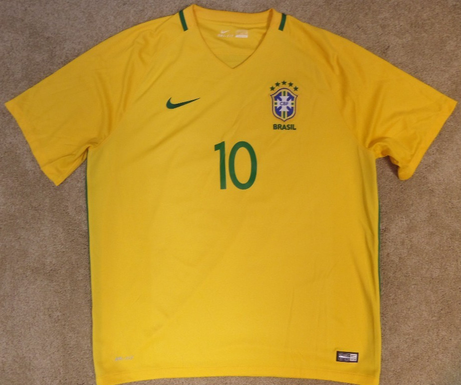 Brazil Neymar Jr #10, 2016 Copa Jersey, Nike 2XL Yellow