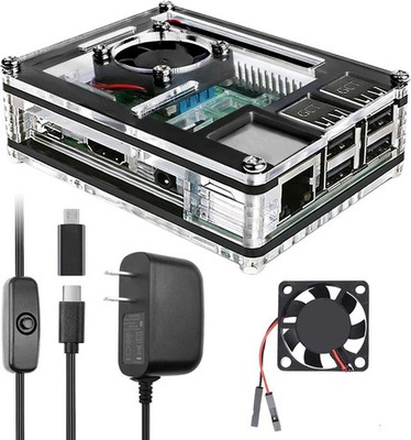 Raspberry Pi 3 B+ Case with Fan Cooling Pi 3B Case with 3 Pcs Heat-Sinks 5V