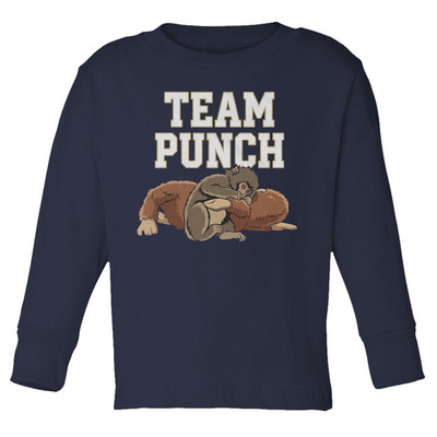 Team Punch Baby Monkey Plush Friend Viral Meme Toddler Long Sleeve TShirt