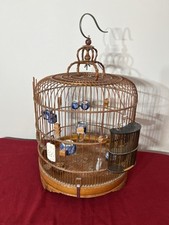 Antique Birdcage - Hanging, Hand carved, Bamboo Wood, Chinese.