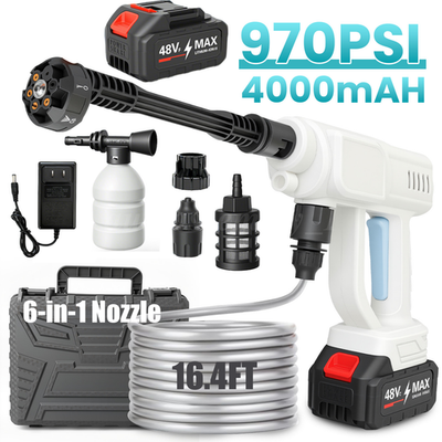 #ad 25000RPM Cordless Pressure Washer Handheld Car Wash Gun 6 in 1 Nozzle 970PSI $35.99