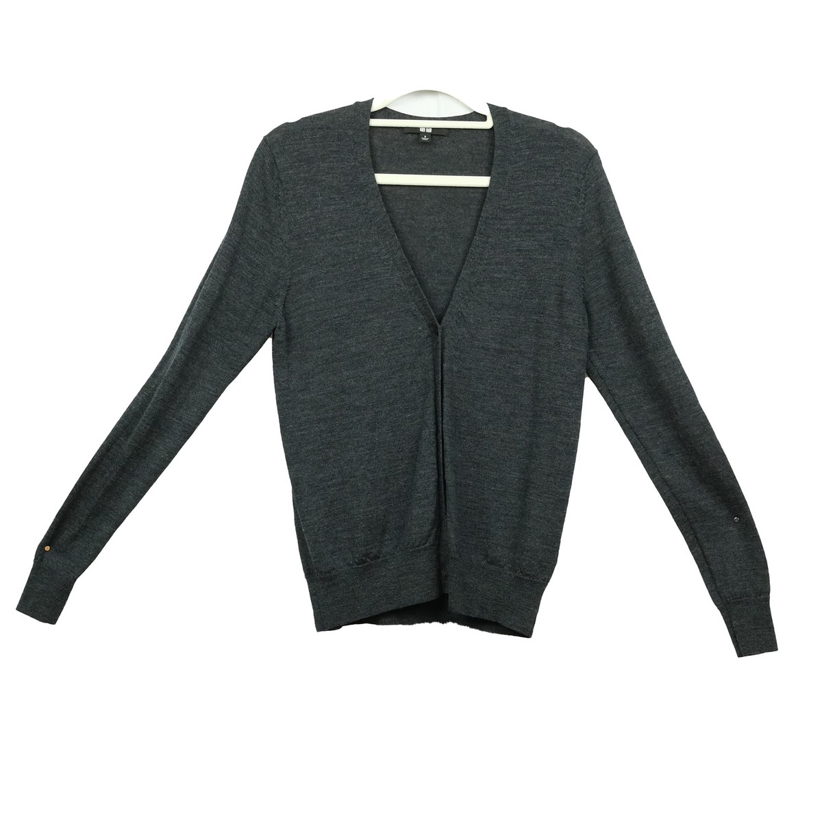 Uniqlo Minimalist Knit Cardigan Dark Gray S Casual Sweater | eBay display picture 1