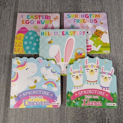 Easter Spring Childrens 5 Board Book Lot Llamas Unicorns Friends Egg Hunt Hello