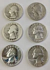 Washington 90% Silver Quarters-lot of 6 various Dates And Mints $1.50 FV W 10