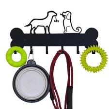Dog Leash Holder Wall Mount Organizer 6 Hooks Metal Key Storage Vest Harness