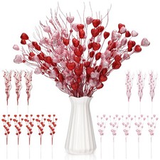 16 Pcs 17 Inch Valentine's Day Decorations Valentines Glitter Heart Picks Red...