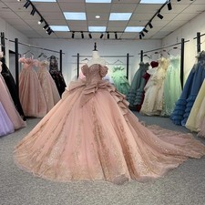 Beaded Quinceanera Dress Off Shoulder Glitter Ruffles Tassel Sweet 15 Prom Dress