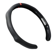 Quick Install Sporty Perforated Nappa Leather Steering Wheel Cover with Red C...