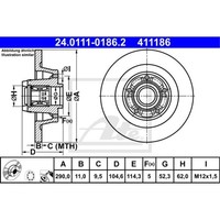 ATE 2X Bremsscheibe Hinten Ø290 Mm Voll FüR Renault Megane III Coupe DZ0/1_ 2.0
