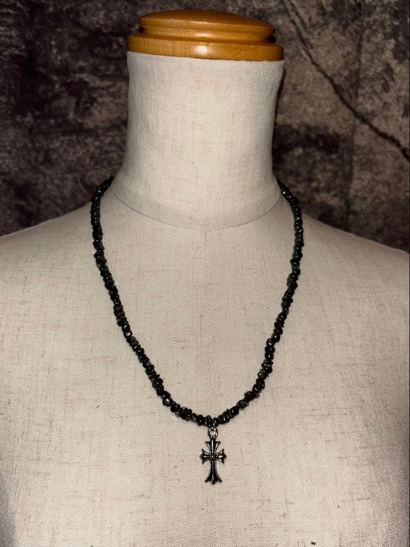 Archive Y2K Cross Necklace Hematite 00s Vintage Gothi… - Gem