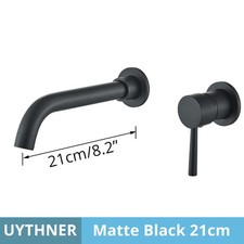 Wall Mounted Basin Faucet Brushed Concealed Bath Sink Tap Hot Cold Water Mixer