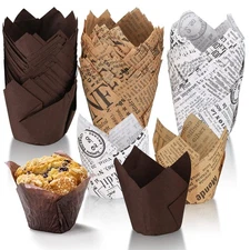 150 Pcs Tulip Cupcake Liners for Baking, Tulip Muffin Liners, Parchment Paper...