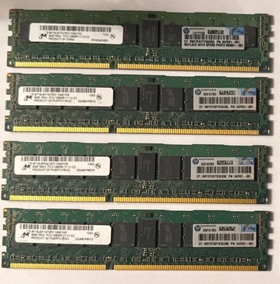 32GB 4x 8GB DDR3 ECC REG Micron 4x 8GB 1Rx4 PC3-12800R MT18JSF1G72PZ-1G6E1FG