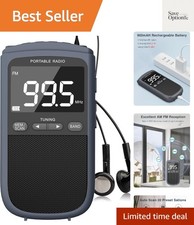 AM FM Walkman Radio:900mAh Rechargeable Portable Transistor Pocket Radio with...