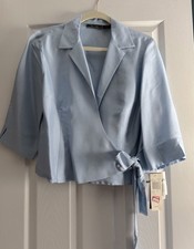 Vintage Harris Wallace Light Blue Silk Wrap Blouse Women’s Size M NWT