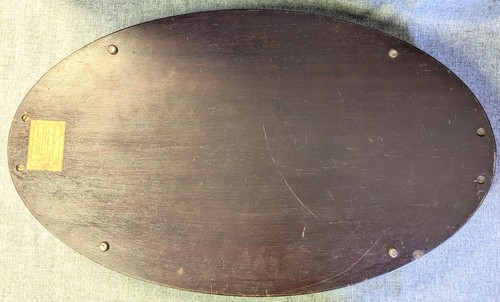 Antique EFS Oval Butler's Serving Tray Mahogany Inlaid Urn Brass Handles 14x24" - Picture 2 of 13