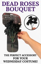 DEAD BLACK ROSES BOUQUET 7 Flowers Wednesday Costume Prop Prank Gag Joke Gift
