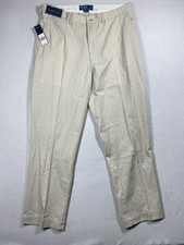 New VTG Polo Ralph Lauren Chino Pants Mens 36x30 Beige Preston Preppy Straight
