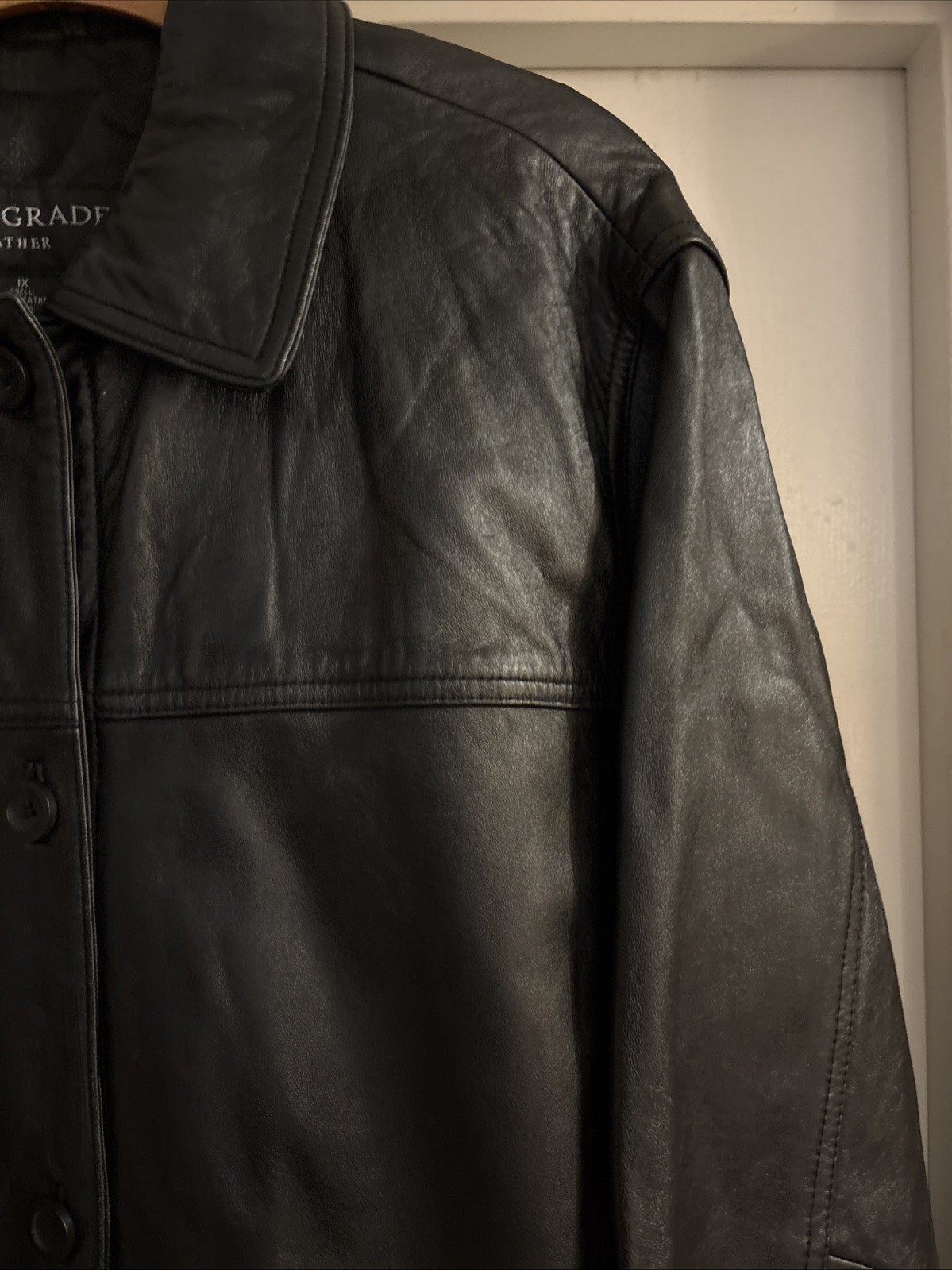 Centigrade Leather Button Jacket Soft Black Lined… - image 5