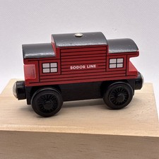 Thomas the Train Sodor Line Caboose Wooden Railway Vintage Year 2000 Red Black