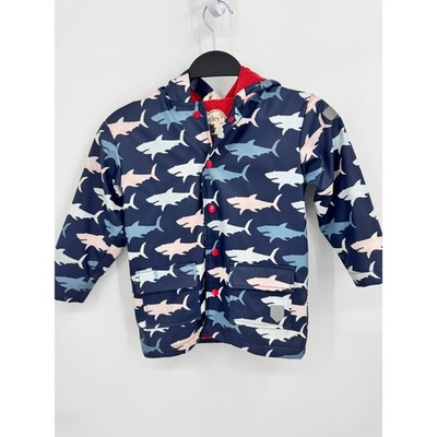 Hatley Raincoat Kids Size 5 Blue Shark Color Changing Hooded Jacket