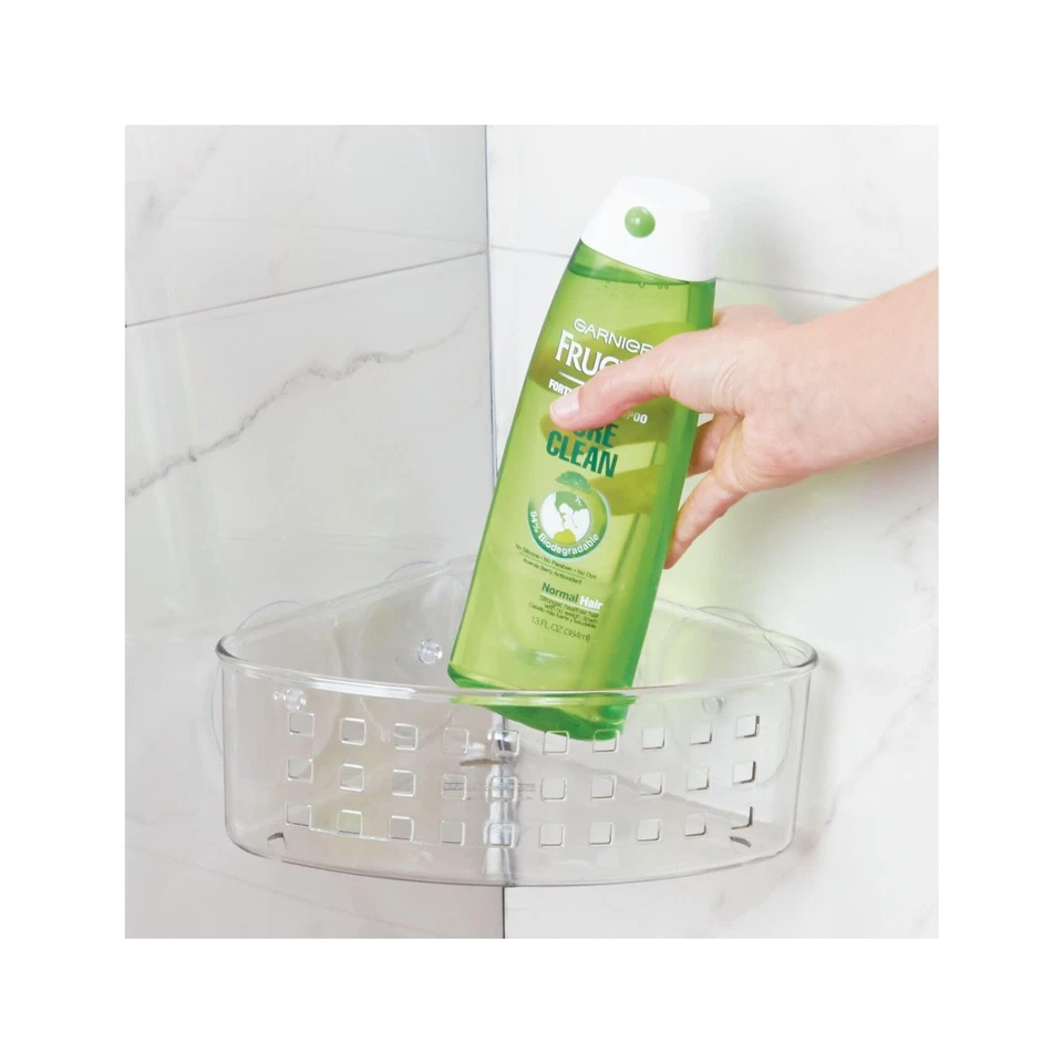 Clear Plastic Shower Caddy - Suction Cup Corner Organizer - 9x7x3.5 in - Image 2 of 4