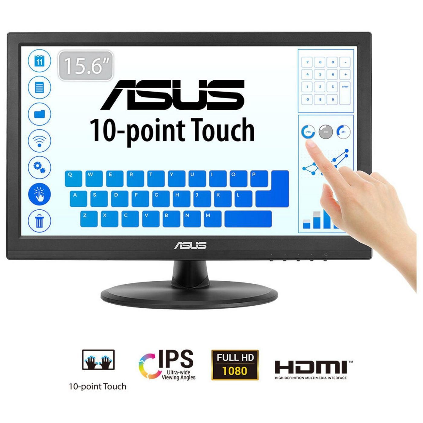 ASUS VT169HE 15,6 Zoll - Touch Office Monitor 39,6cm (15,6"), FHD, IPS, 60Hz, HDMI, VGA - Bild 3