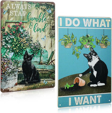 2 Pcs Funny Metal Tin Garden Sign 12'' X 8'' Gifts for Plant Lovers Women Grandm