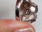 Mother Of Pearl And Pink Gemstone Flower 925 Silver Ring Size 8 — photo 3