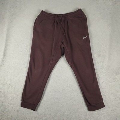 Nike Pants Mens Size XL Burgundy Sportswear Club Swoosh Track Joggers Sweatpants