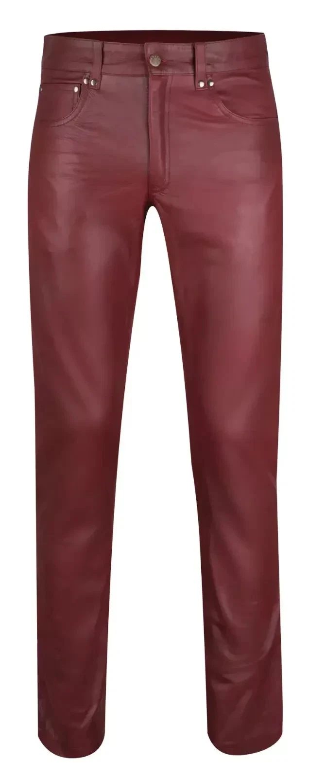 Men's Burgundy Leather Pant Real Soft Lambskin Biker Pant Handmade Formal
