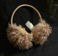 Ladies Curly Pink Faux Fur Ear Muffs One Size