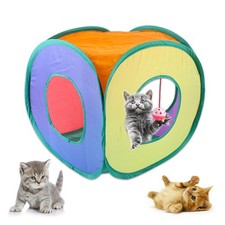 Cats Tunnel With Bell Toy Square Cats Rainbow Tunnel Foldable Cat Tube Pet Play