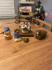 Vtg nativity of wool & felt handmade in Nepal 6 pc set/beautiful