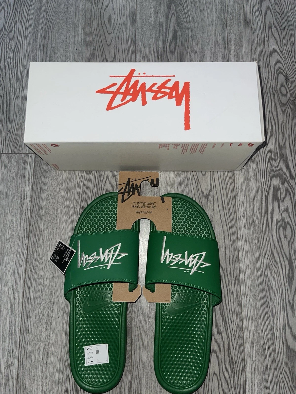 Sandali sliders Nike X Stussy Benassi slides verde pino UK 14 US 15 DC5239 300