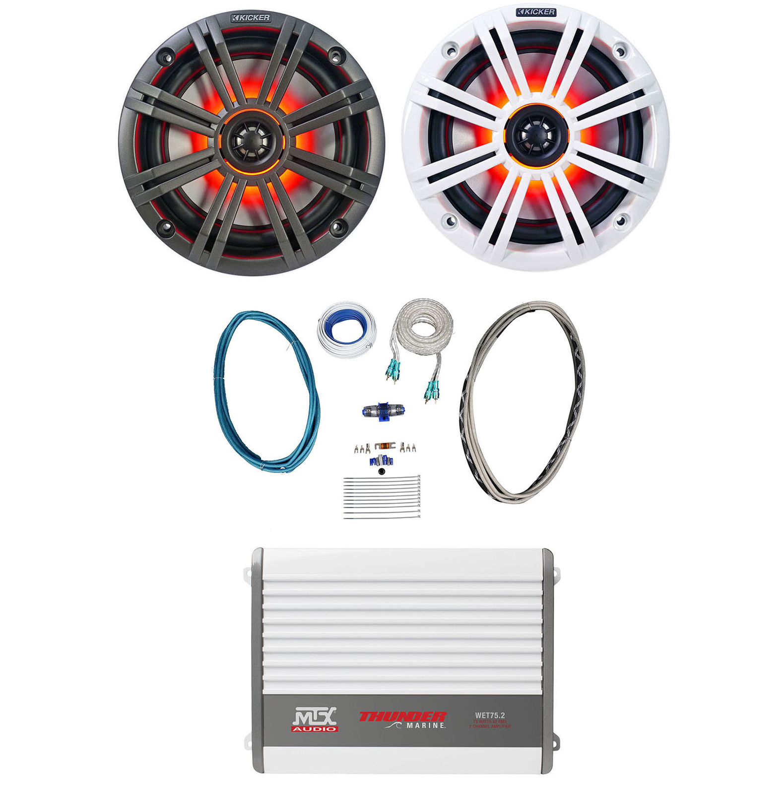 2 Светодиодные колонки для морской лодки KICKER 45KM654L 65 мощностью 390 Вт 2-канальный усилитель MTX Провода 56390₽