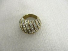 VINTAGE STERLING SILVER GOLD VERMEIL w SPARKLY RHINESTONES COCKTAIL RING SIZE 7