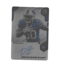 2018 Elements Silver Metal Auto RC On Card Devin Singletary Buffalo Bills #/199