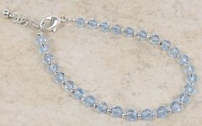 Light Blue Crystal w/ Silver Beads Children Child Bracelet 6 1/2" w Lobster Claw