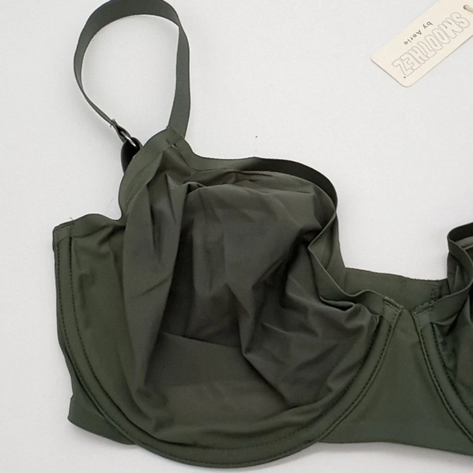 Sujetador Aerie para mujer 34D SMOOTHEZ microfibra sin forro transparente verde palma real 34D Foto 3 de 4