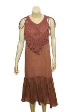Ulla Johnson Silk Macrame Fringe Sanna Dress XS 2 Women's Casual Midi NEW 38579