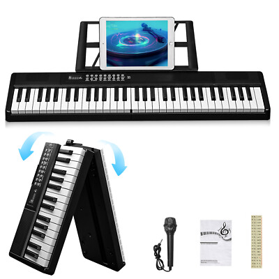 61Key Folding Piano Semi-Weighted Standard Keyboards Digital Piano,Bluetooth,Bag