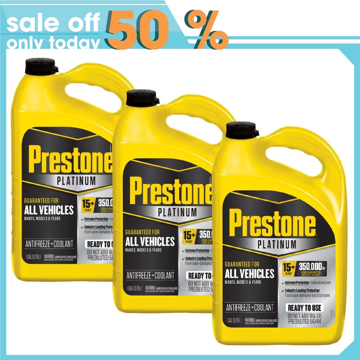 Prestone Platinum Univ Antifreeze+Coolant; 15yr/350k Mi, 1G Ready to