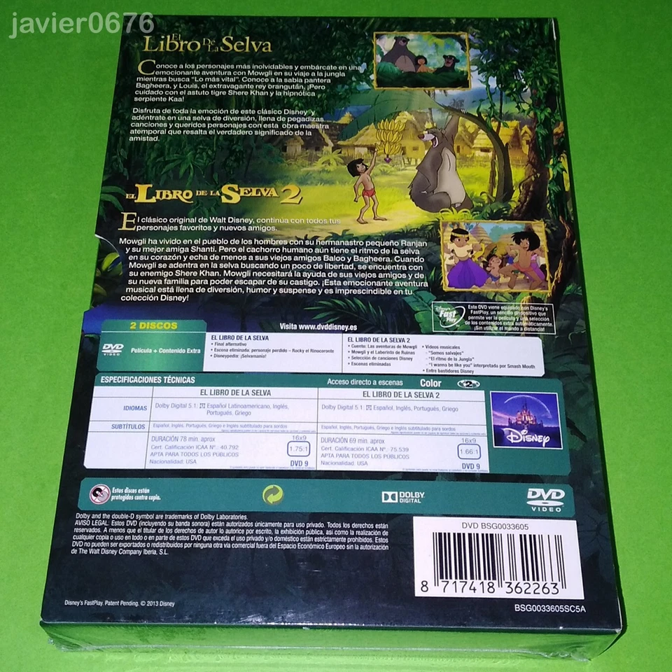 EL LIBRO DE LA SELVA COLECCION 2 PELICULAS EN DVD PACK NUEVO Y PRECINTADO DISNEY - Imagen 2 de 4
