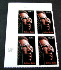 US Plate Block Stamp Scott# 3936 Arthur Ashe 2005 MNH L575